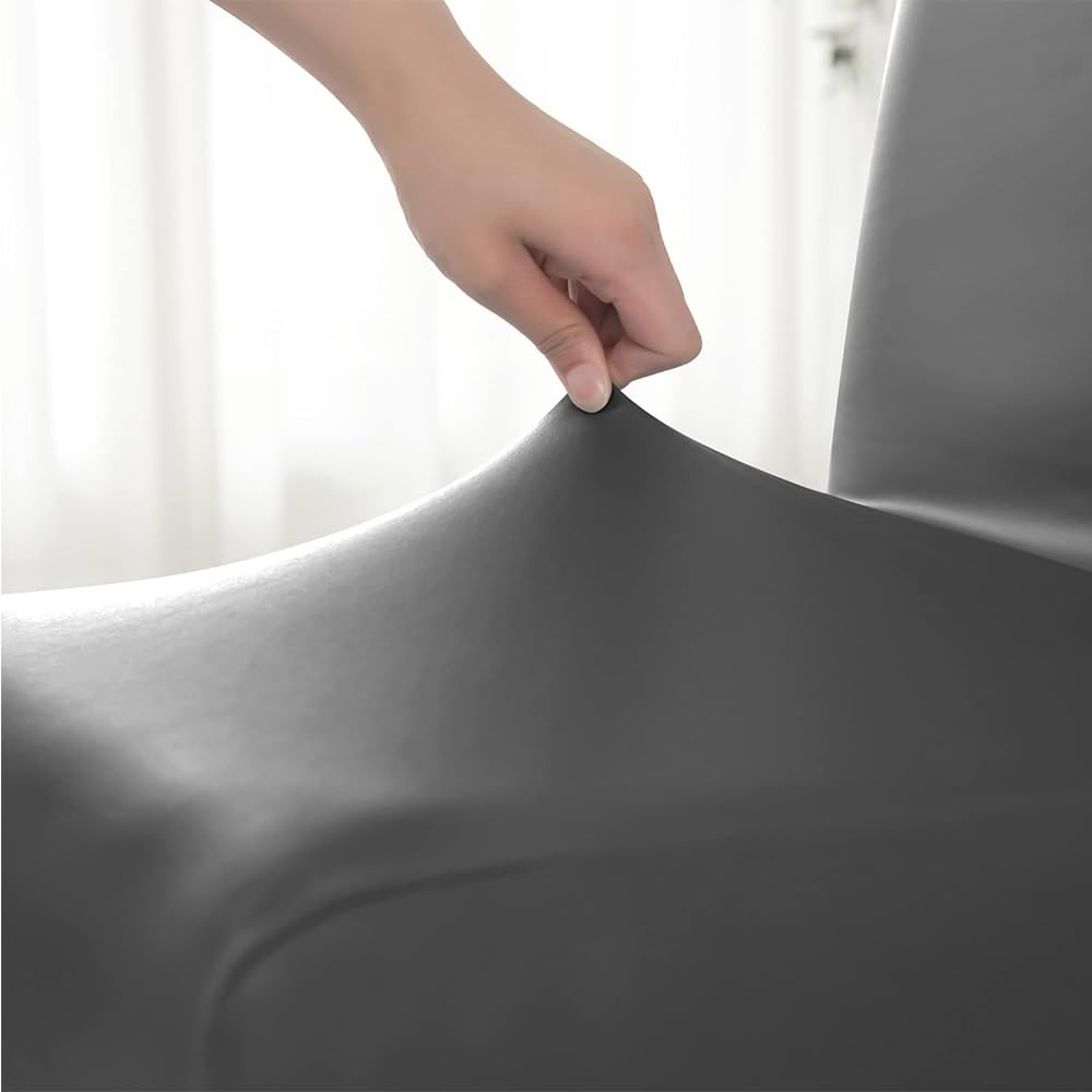 Black 2PCS Waterproof PU Leather Dining Chair Covers Y845479