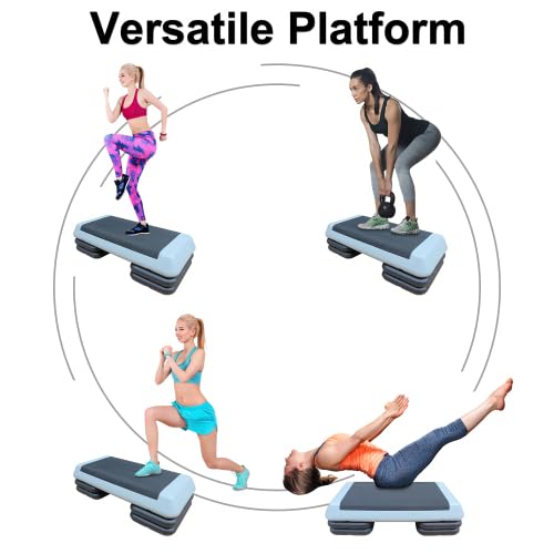 Adjustable Exercise Step Platform with 4 Stackable Risers S825337