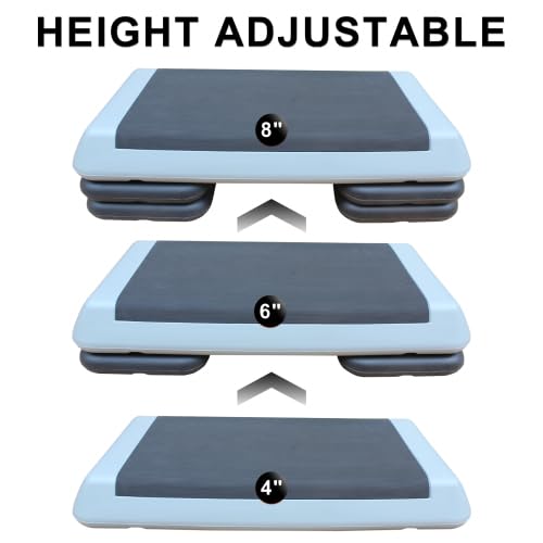 Adjustable Exercise Step Platform with 4 Stackable Risers S825337