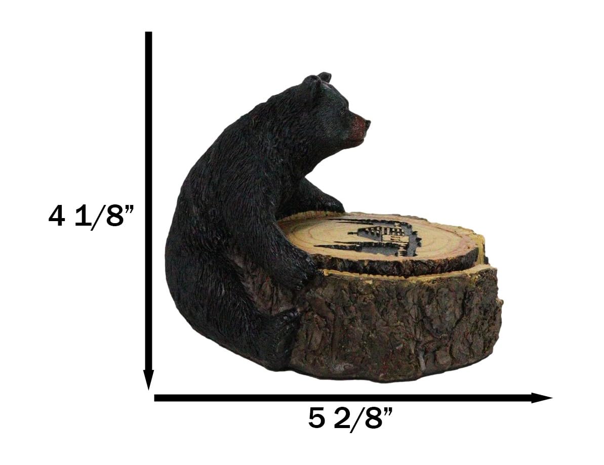 Black Bear Tree Trunk Coaster Holder with 4 Coasters X226