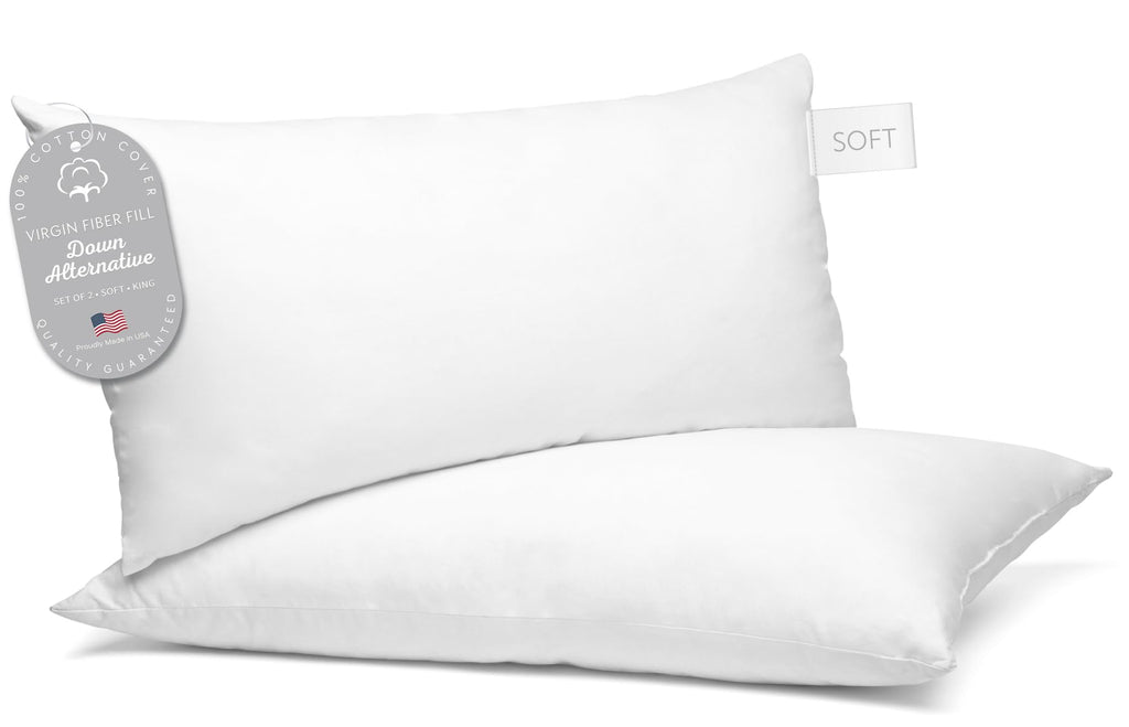 100% Cotton King Size Bed Pillows Set of 2 K334