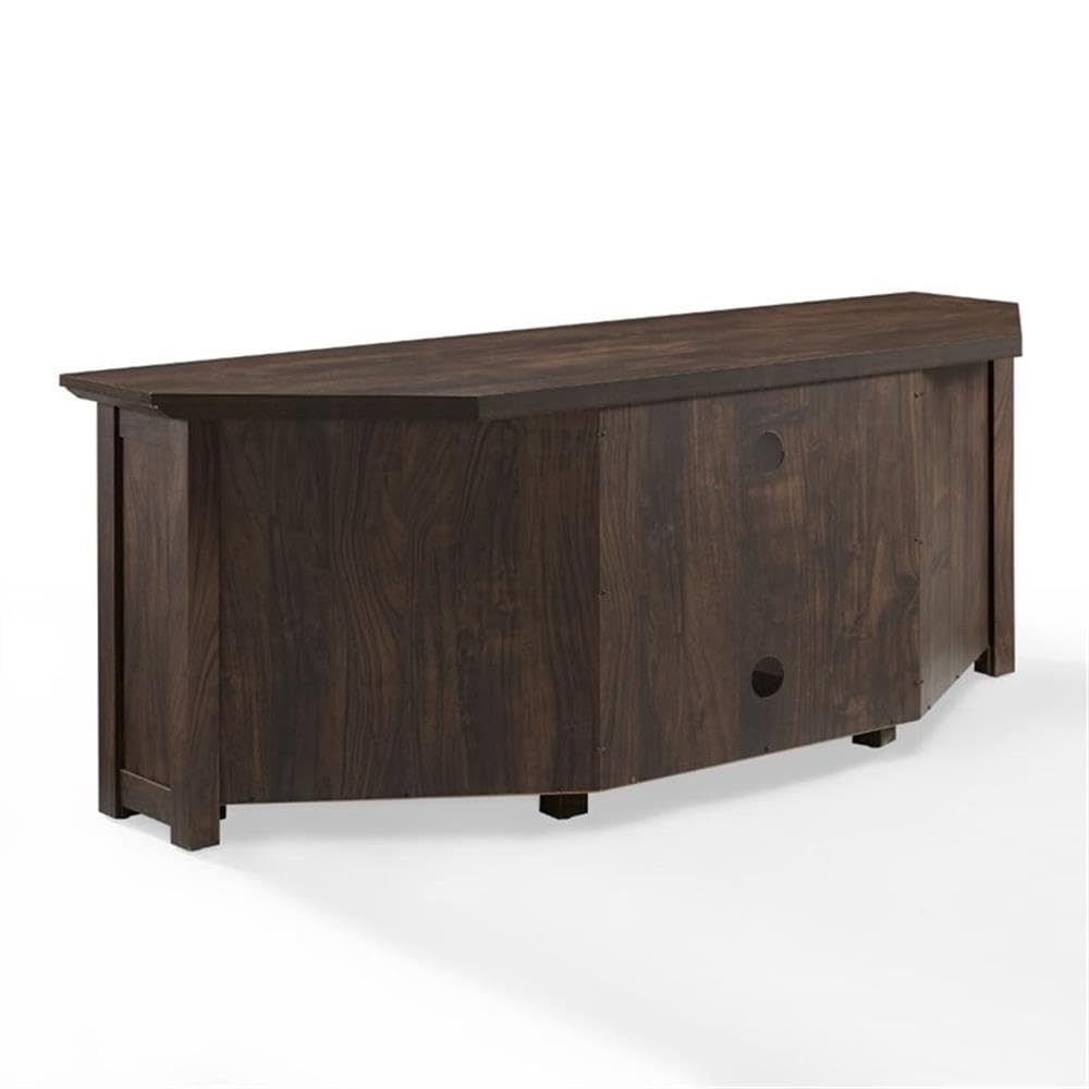 58" Rustic Wood Corner TV Stand, Dark Walnut Z958075