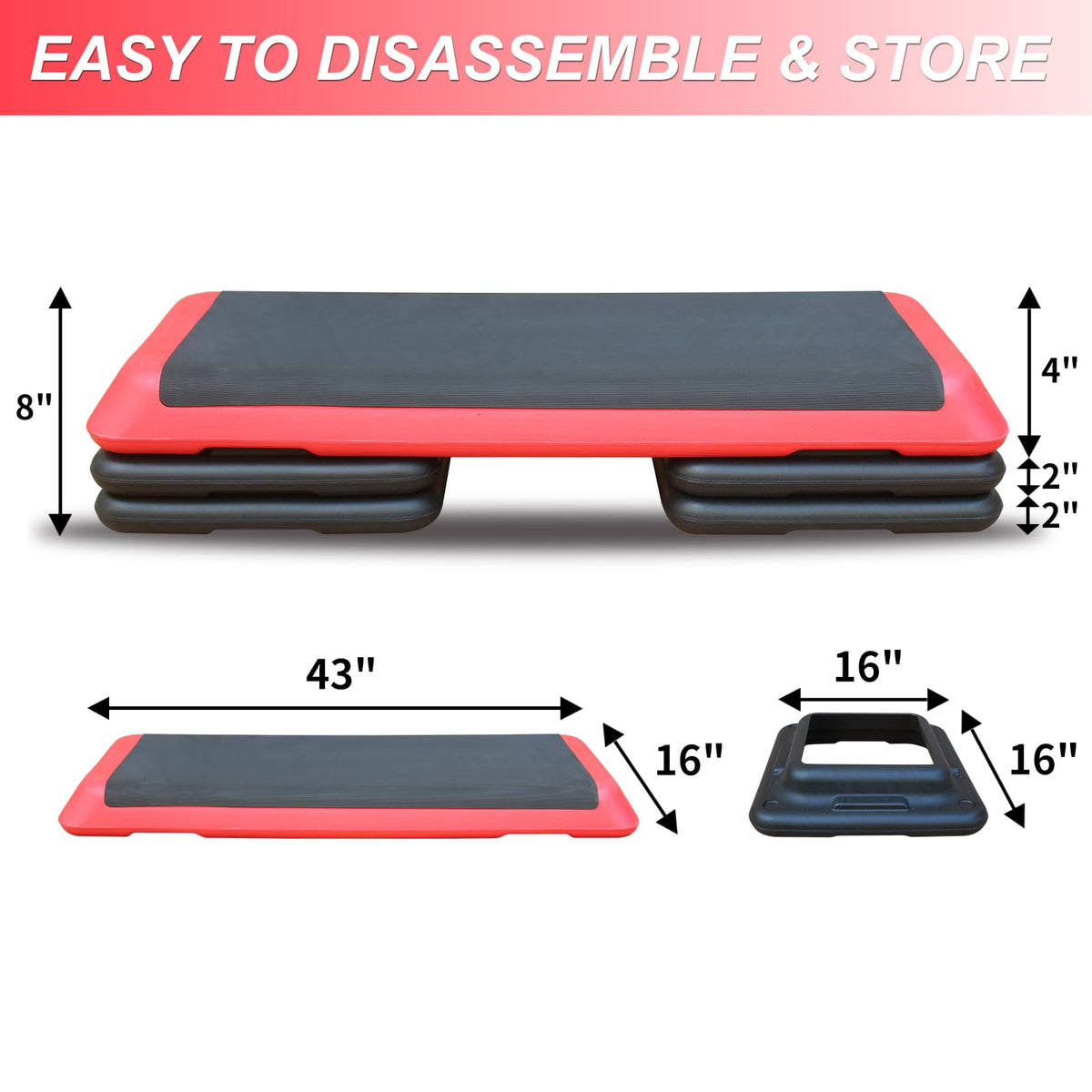Height Adjustable Aerobic Step Platform with Risers I16794