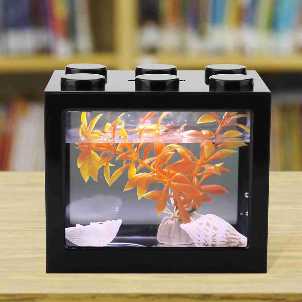 Mini USB LED Aquarium Fish Bowl Plastic Tank with White Light H616094