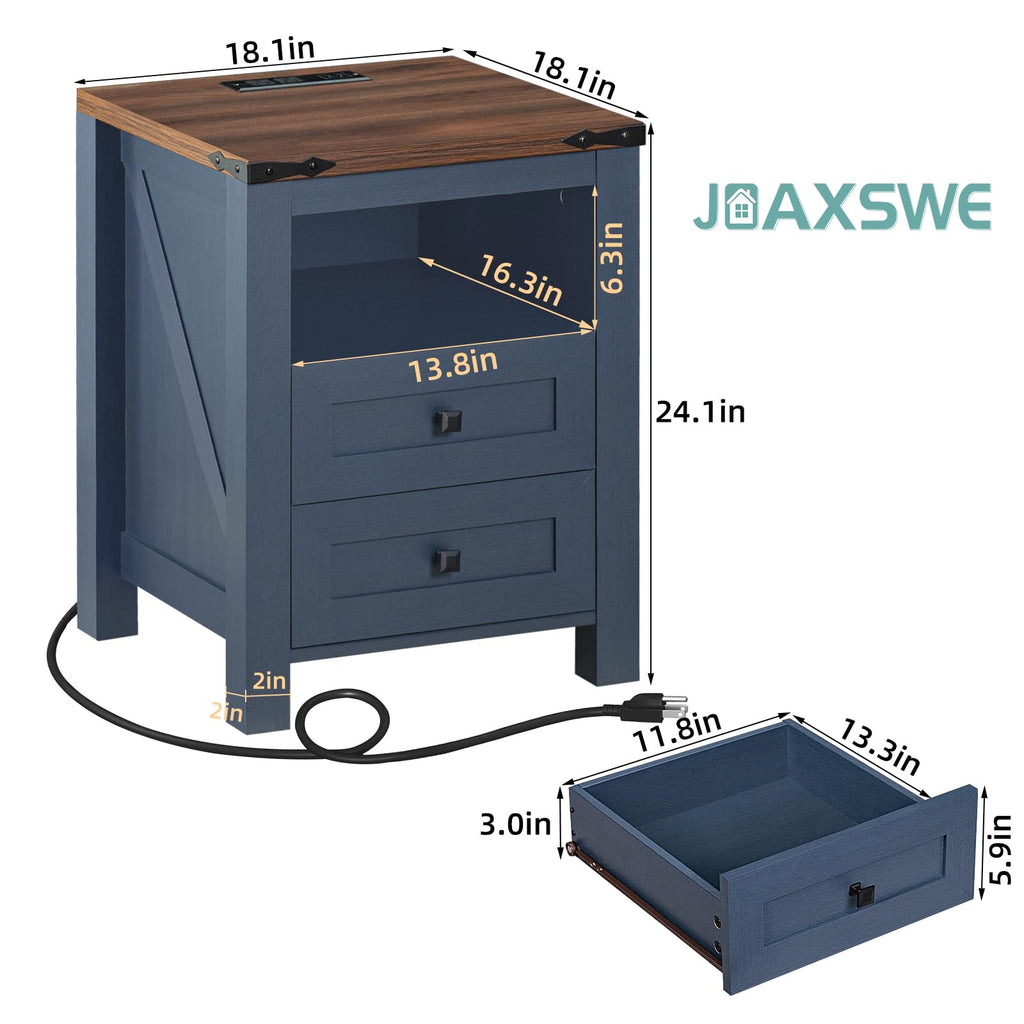 Set of 2 Nightstands with Charging Station and 2 Drawers U75427