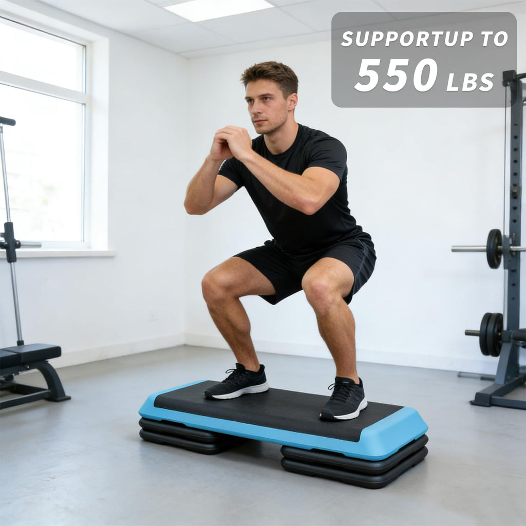 43'' Height-Adjustable Aerobic Stepper with 4 Detachable Risers G48833