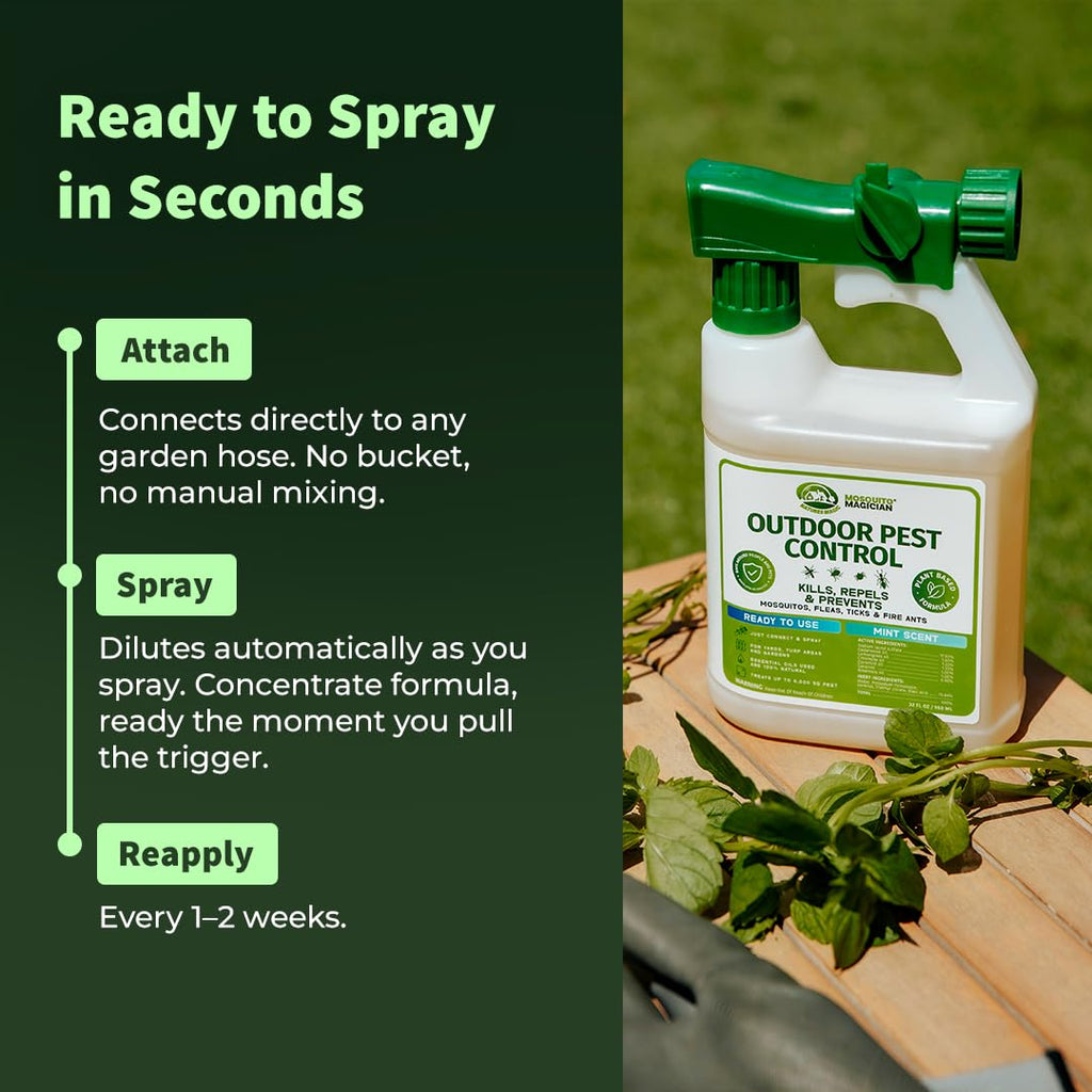 Outdoor Pest Spray with Hose End Sprayer 32 OZ Mint T2617
