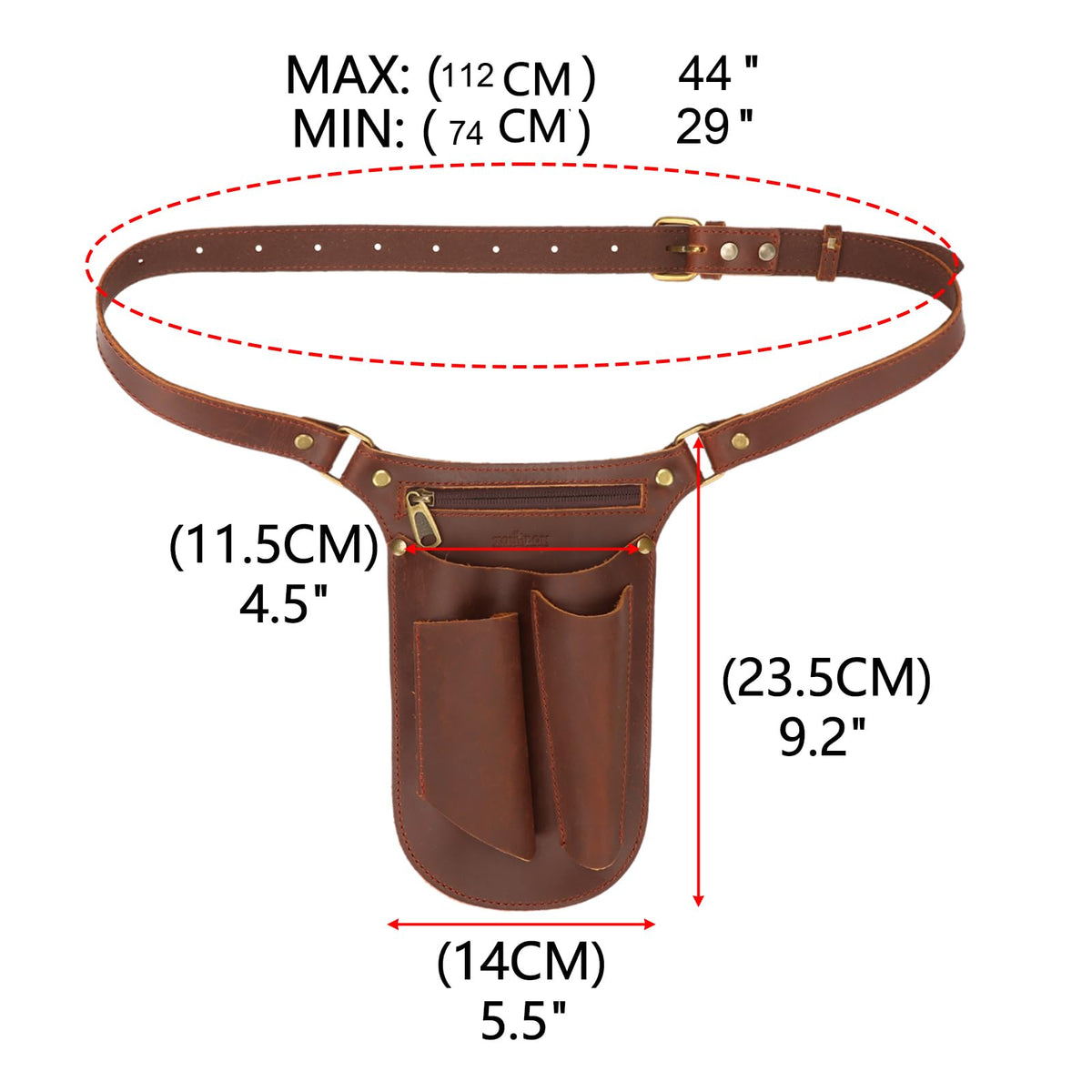 Brown Leather Gardening Tool Belt with 4 Pockets A284548