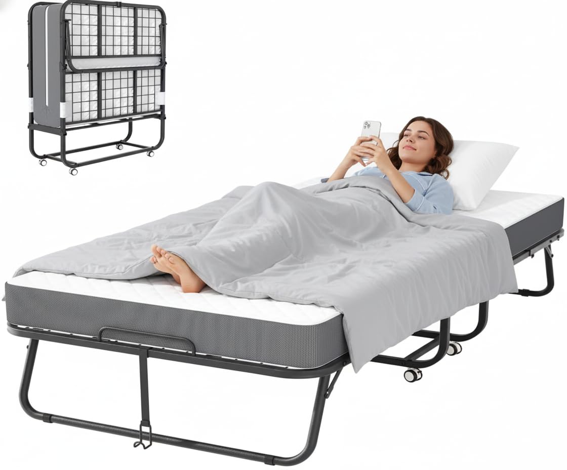 Folding Bed with Mattress Twin 75" x 38" C432