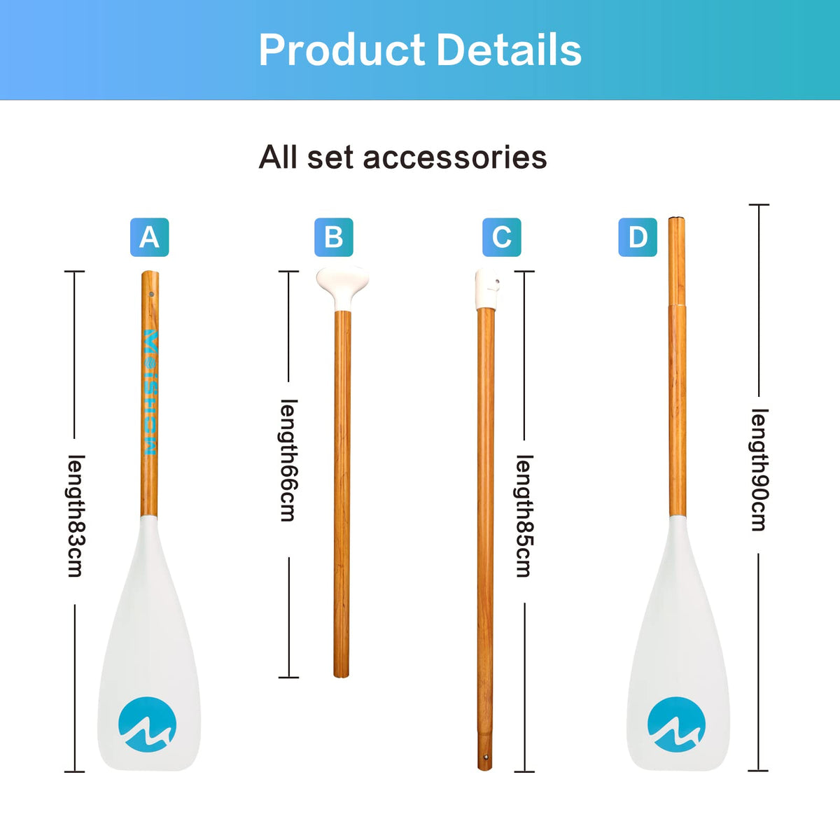 Adjustable 4-Piece Floating Aluminum SUP Paddle T116