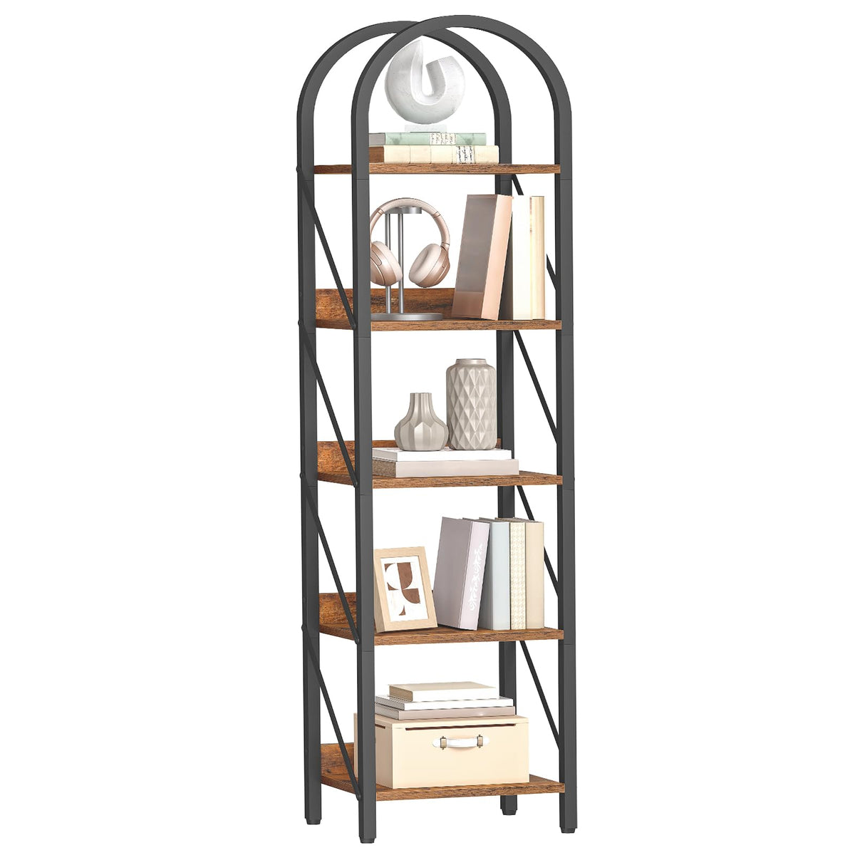 5-Tier Arched Bookshelf with Metal Frame M40370