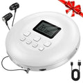 Portable CD Player with Headphones Jack USB AUX LCD Display White S577652