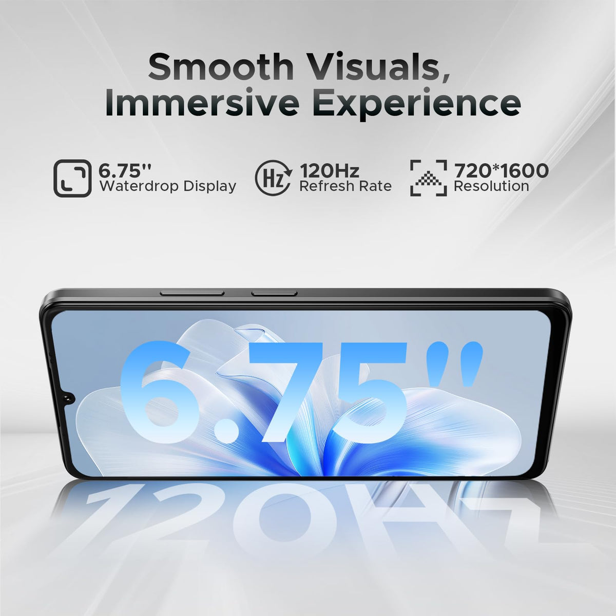 5G Unlocked Android Smartphone 32GB+128GB 6.75" 120Hz Dual SIM 6250mAh Q56100