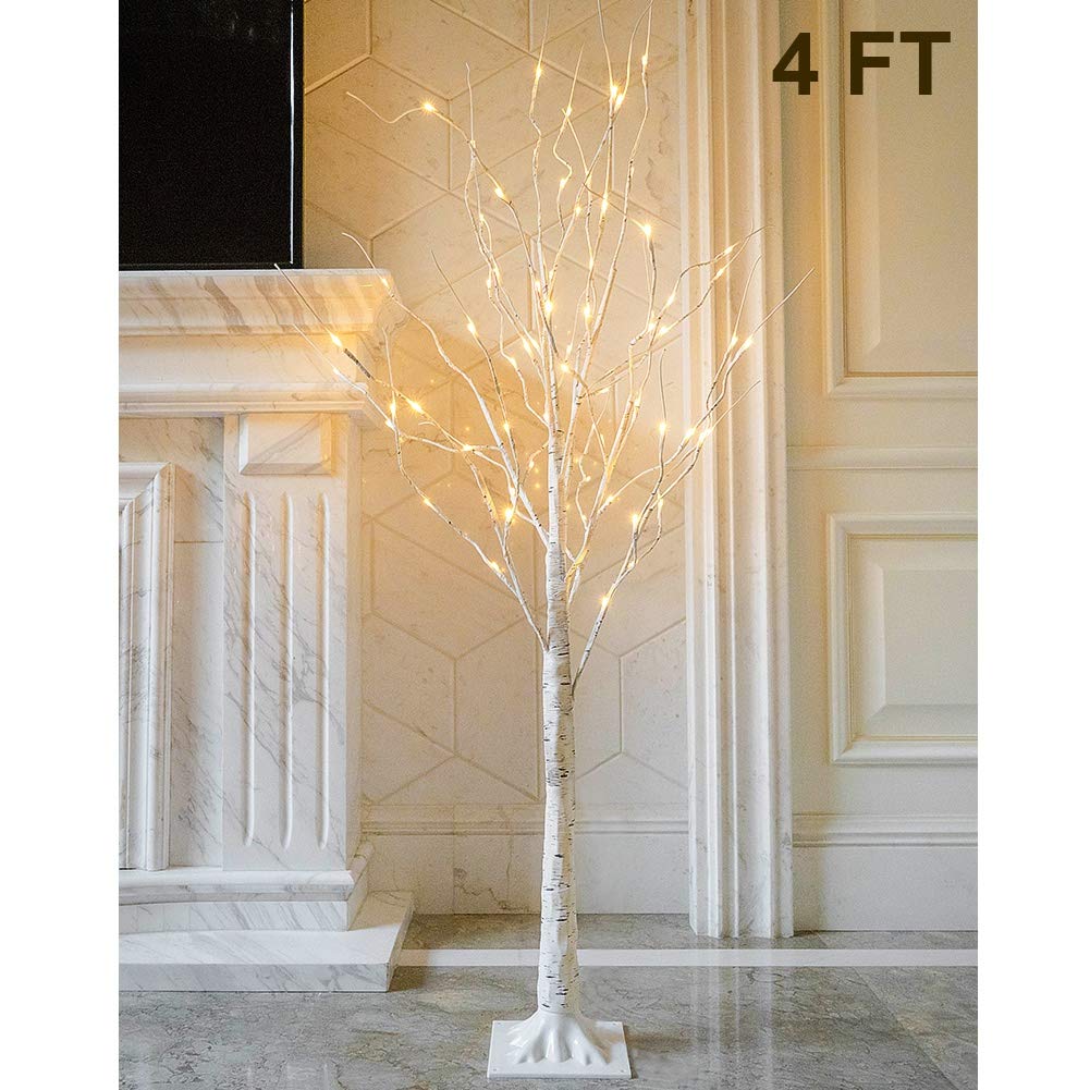 48 LED Lighted Birch Tree 4 Feet S77653