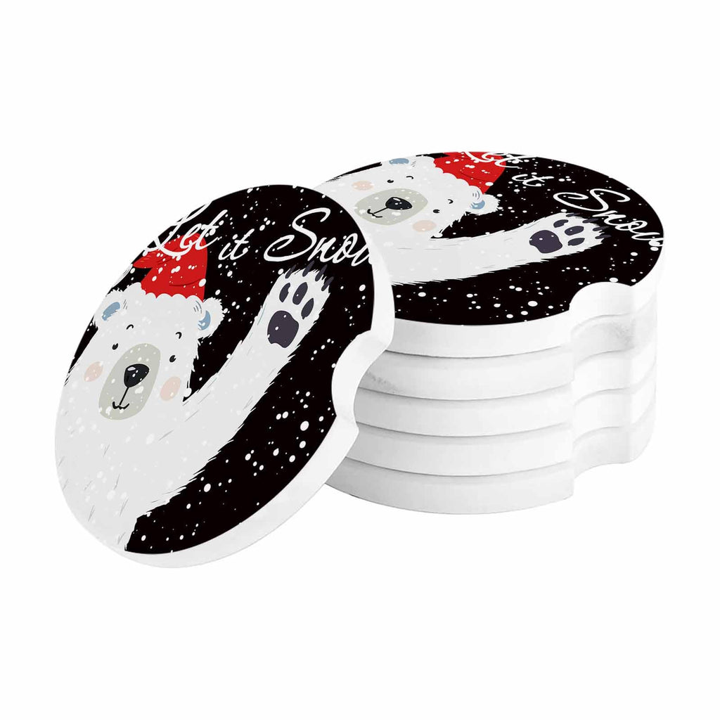 Black Ceramic Car Coasters 6 Piece Set D69843