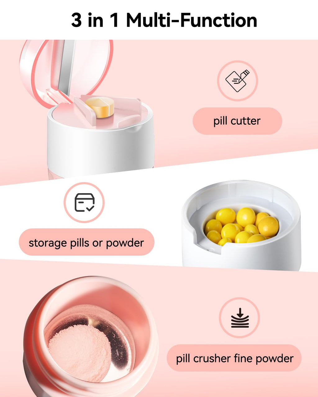 Pink 3-in-1 Pill Crusher Z32245