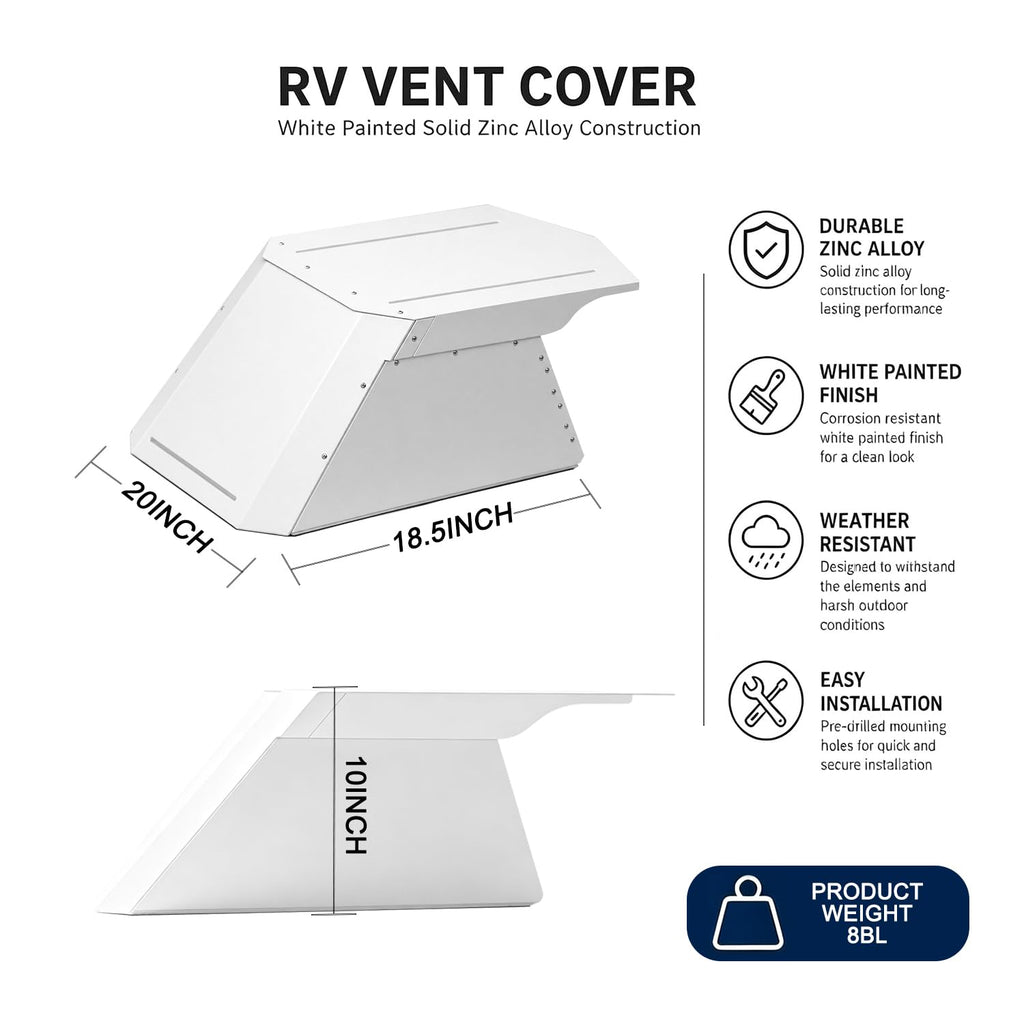 RV Roof Vent Cover, Metal, Rainproof, Universal Fit Q5691
