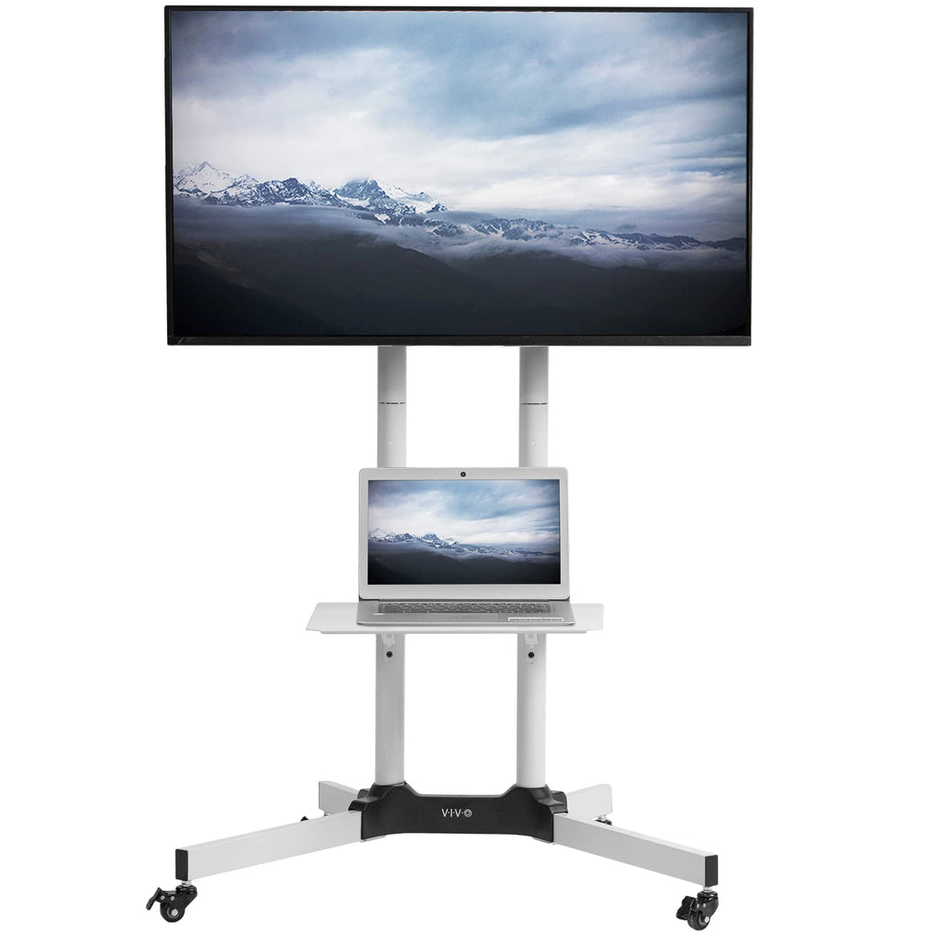 Mobile TV Cart for 32 to 83 inch Screens up to 110 lbs, White O6006
