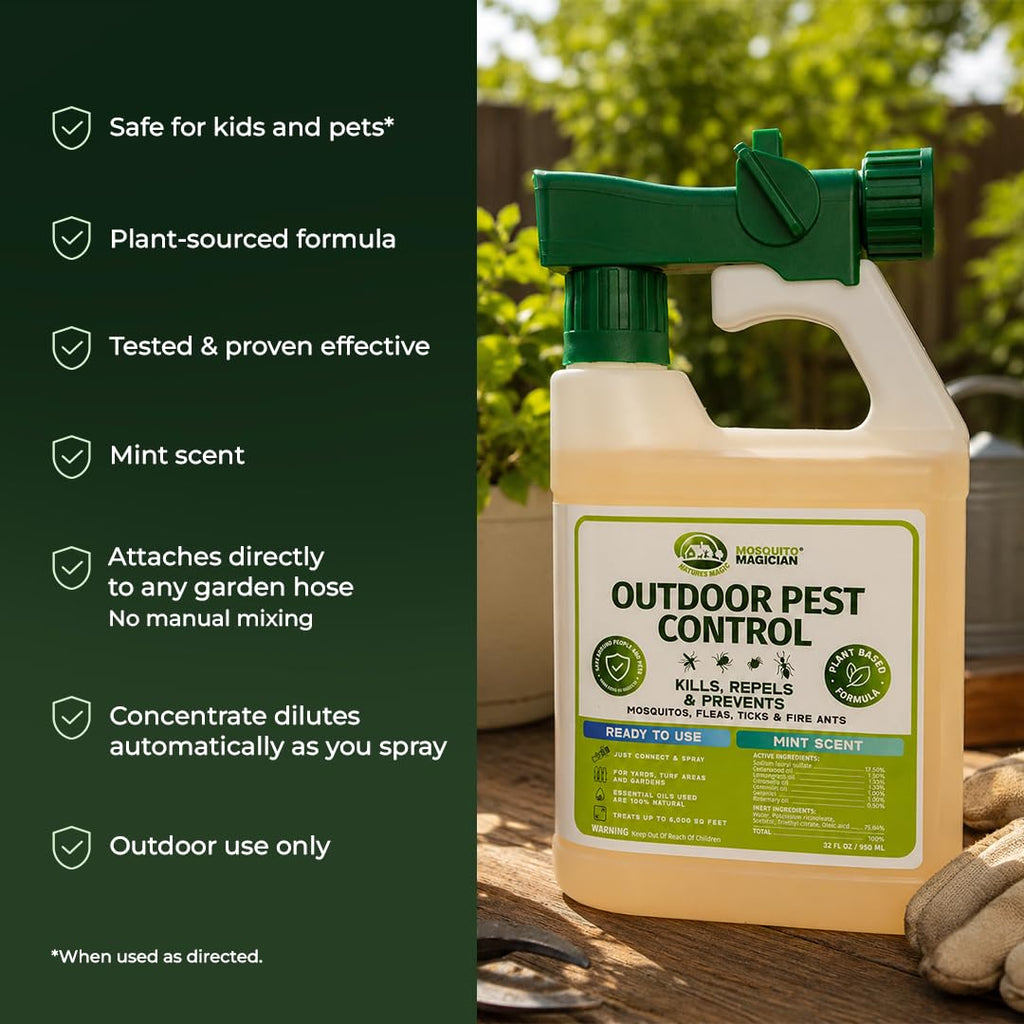 Outdoor Pest Spray with Hose End Sprayer 32 OZ Mint T2617