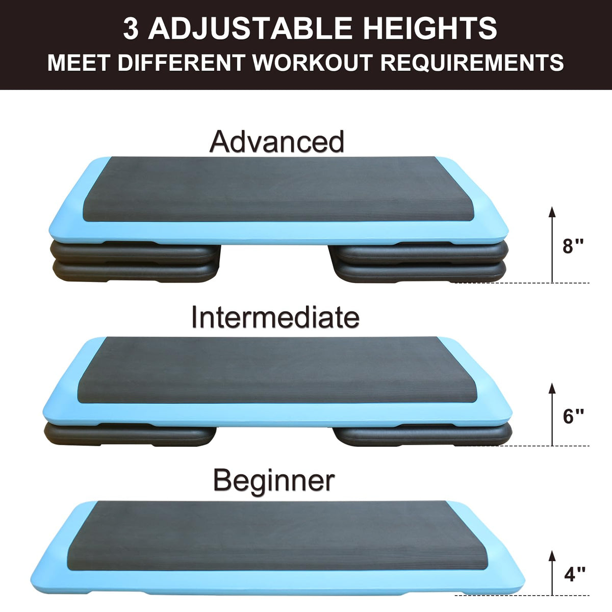 43'' Height-Adjustable Aerobic Stepper with 4 Detachable Risers G48833