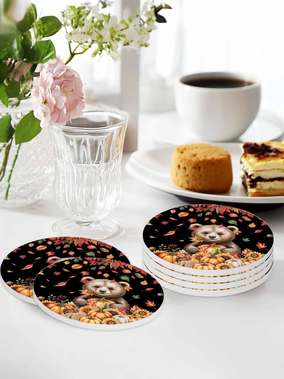 Absorbent Stone Ceramic Coaster with Cork Back, Set of 8 A807854