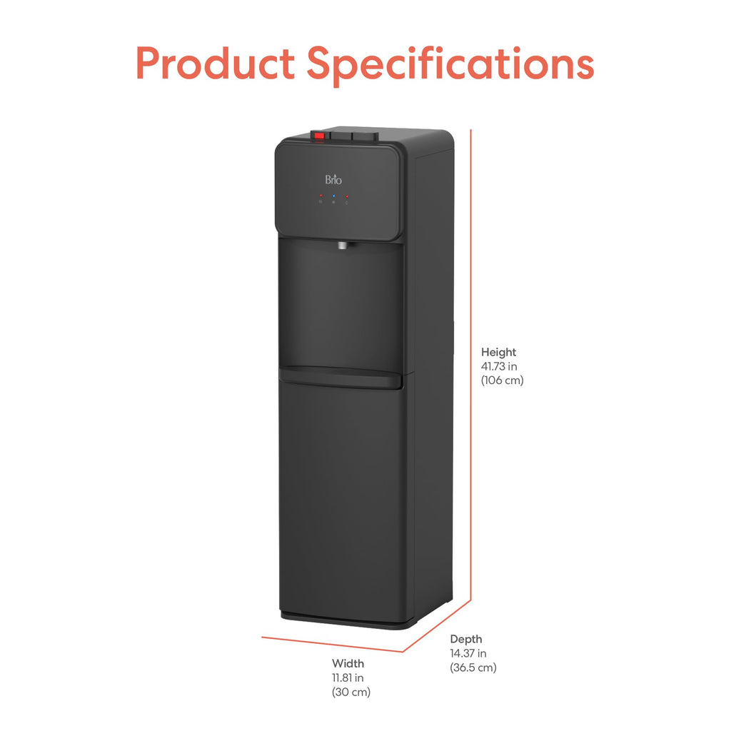 Bottom Load Water Cooler Dispenser, 5 Gallon, Black V478