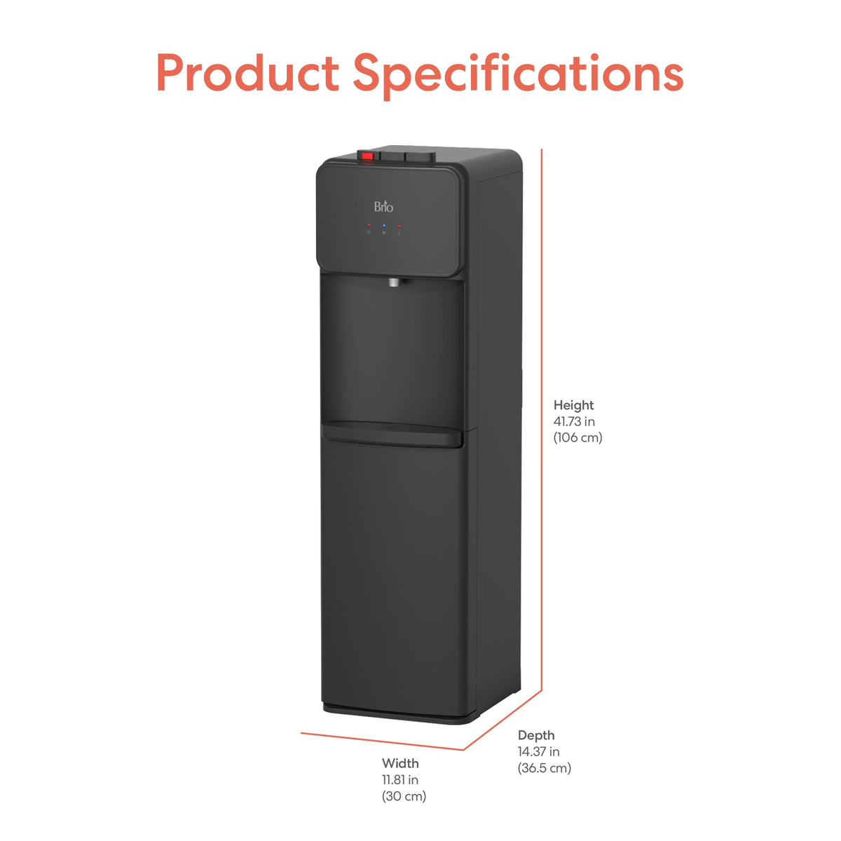 Bottom Load Water Cooler Dispenser, 5 Gallon, Black V478