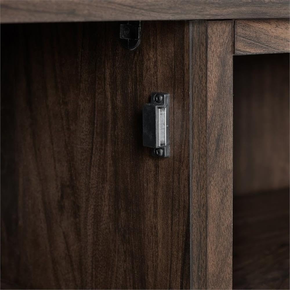 58" Rustic Wood Corner TV Stand, Dark Walnut Z958075
