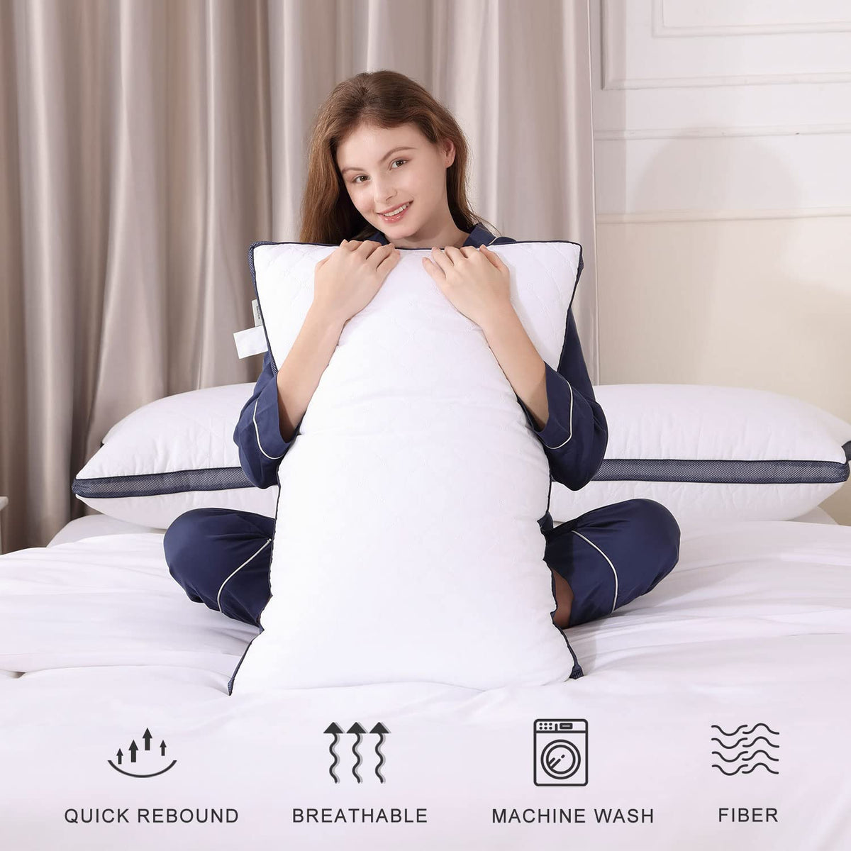 Queen Size Bed Pillows Set of 2 U55906