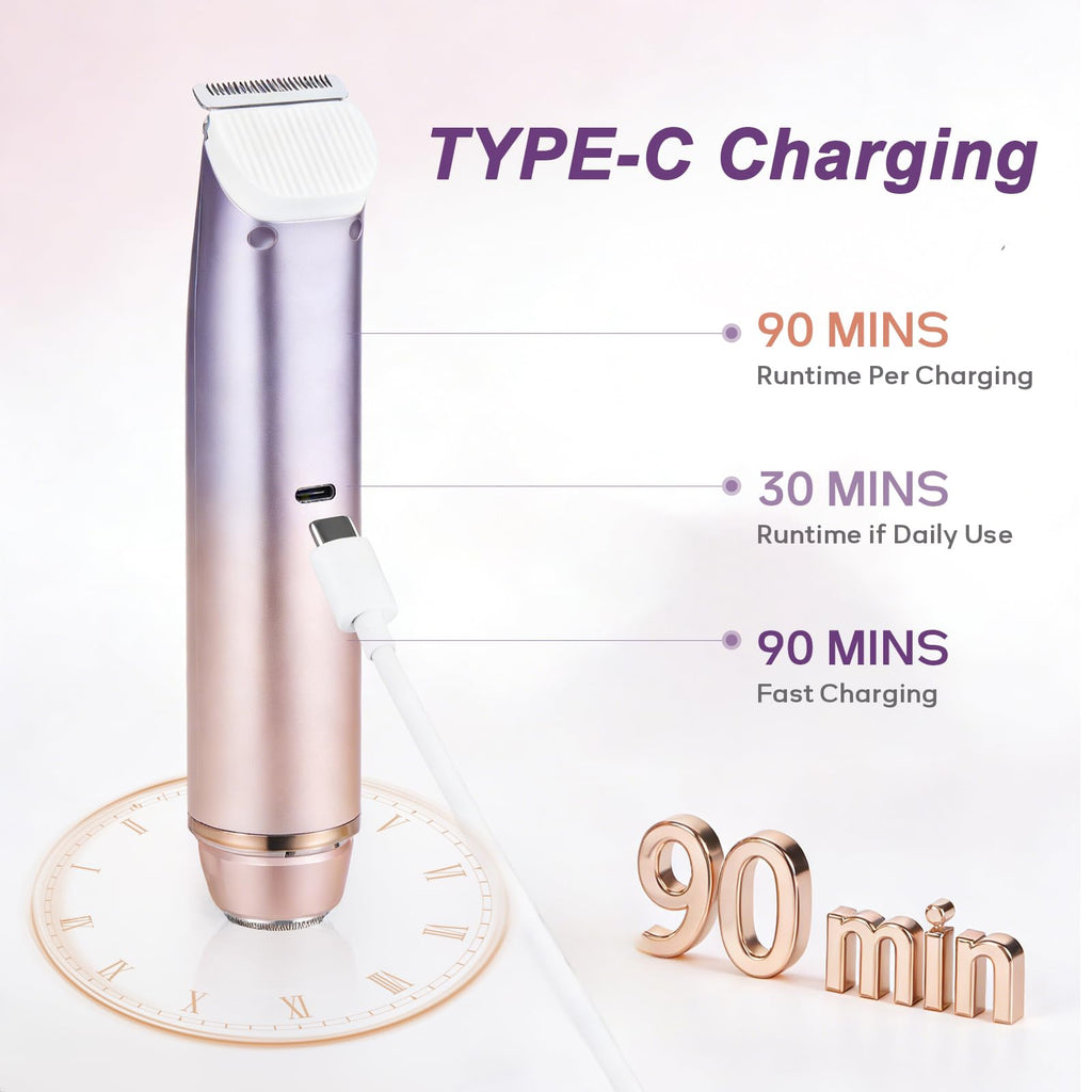 Light Purple Waterproof Dual-Head Bikini Trimmer D75806