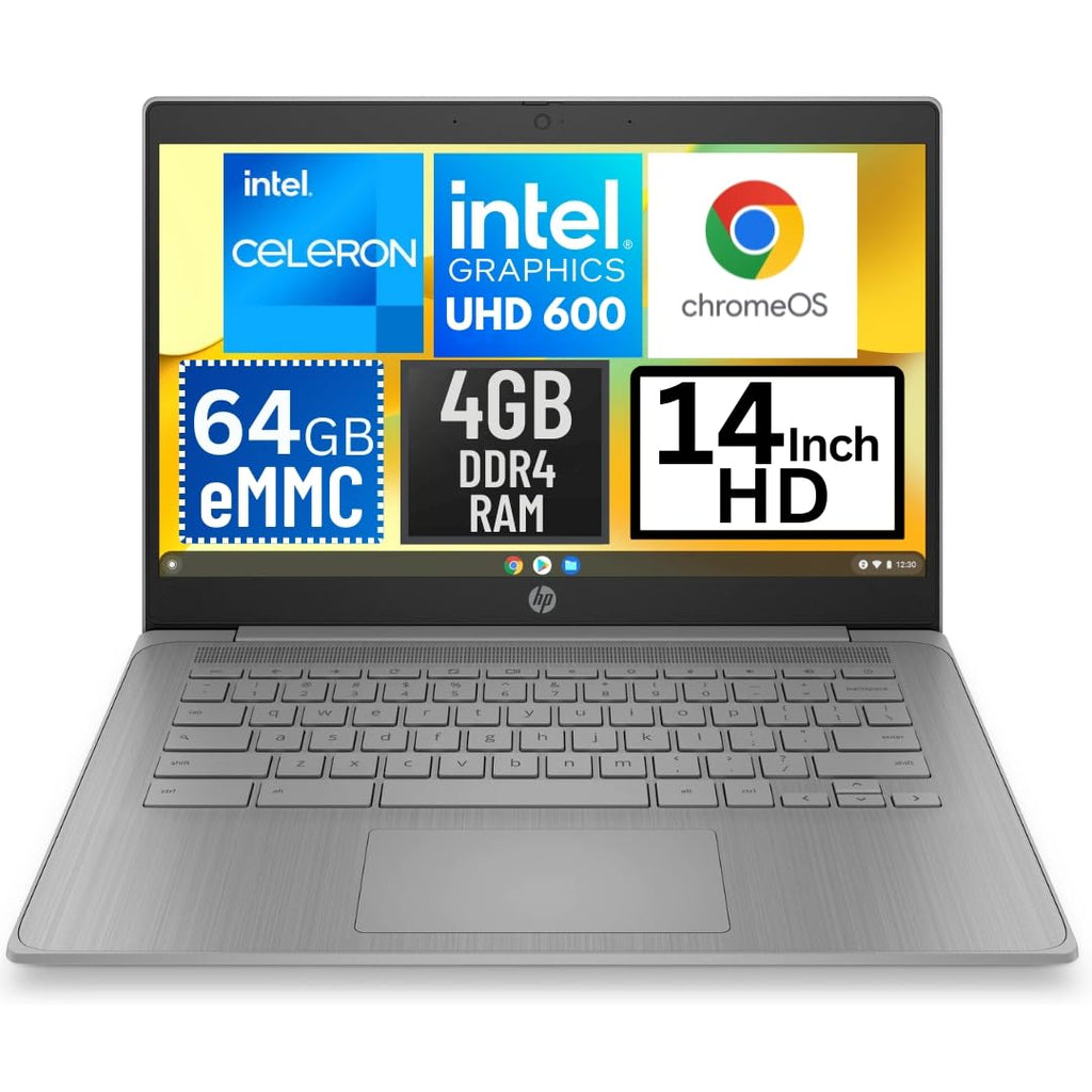 14 Inch HD Chromebook Laptop Intel Celeron N4120 4GB DDR4 RAM 64GB eMMC Chrome OS A33803