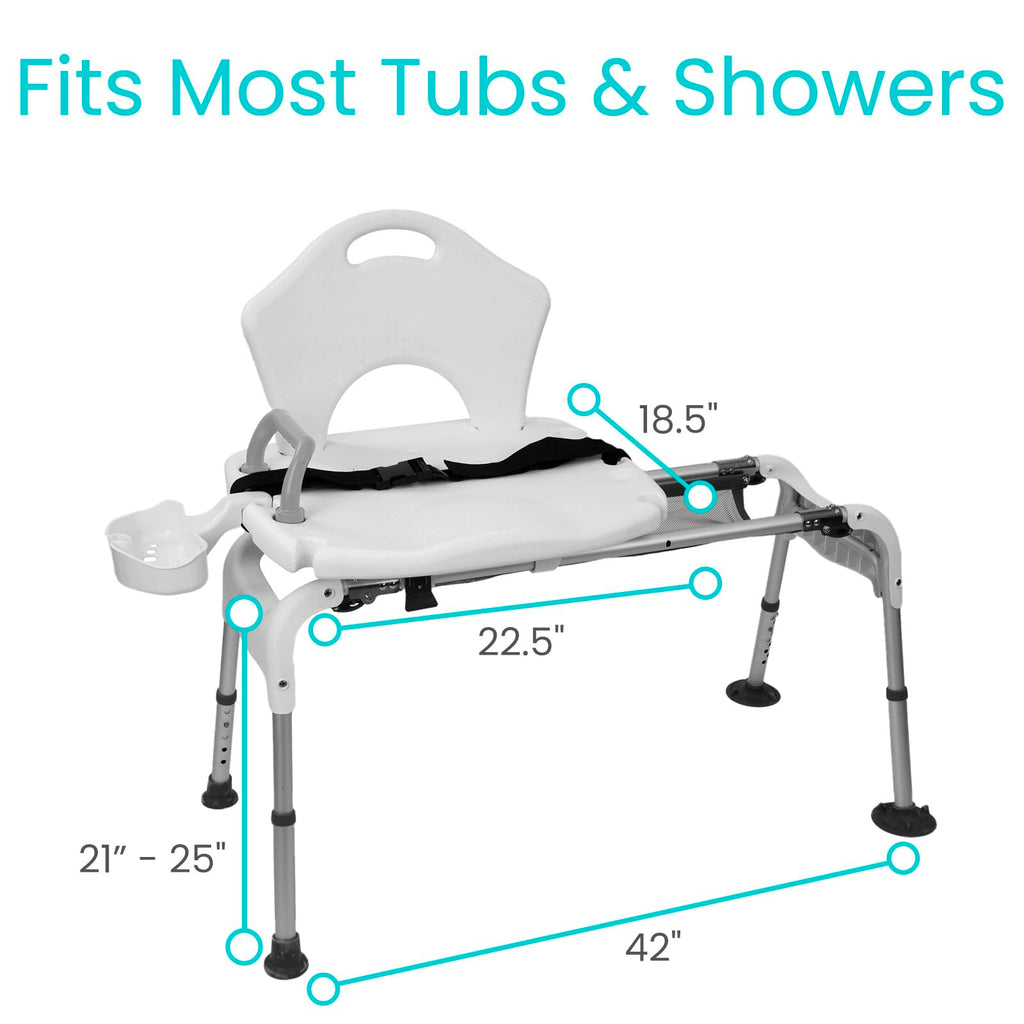 Sliding Shower Chair with Soap Tray and Safety Belt W8459