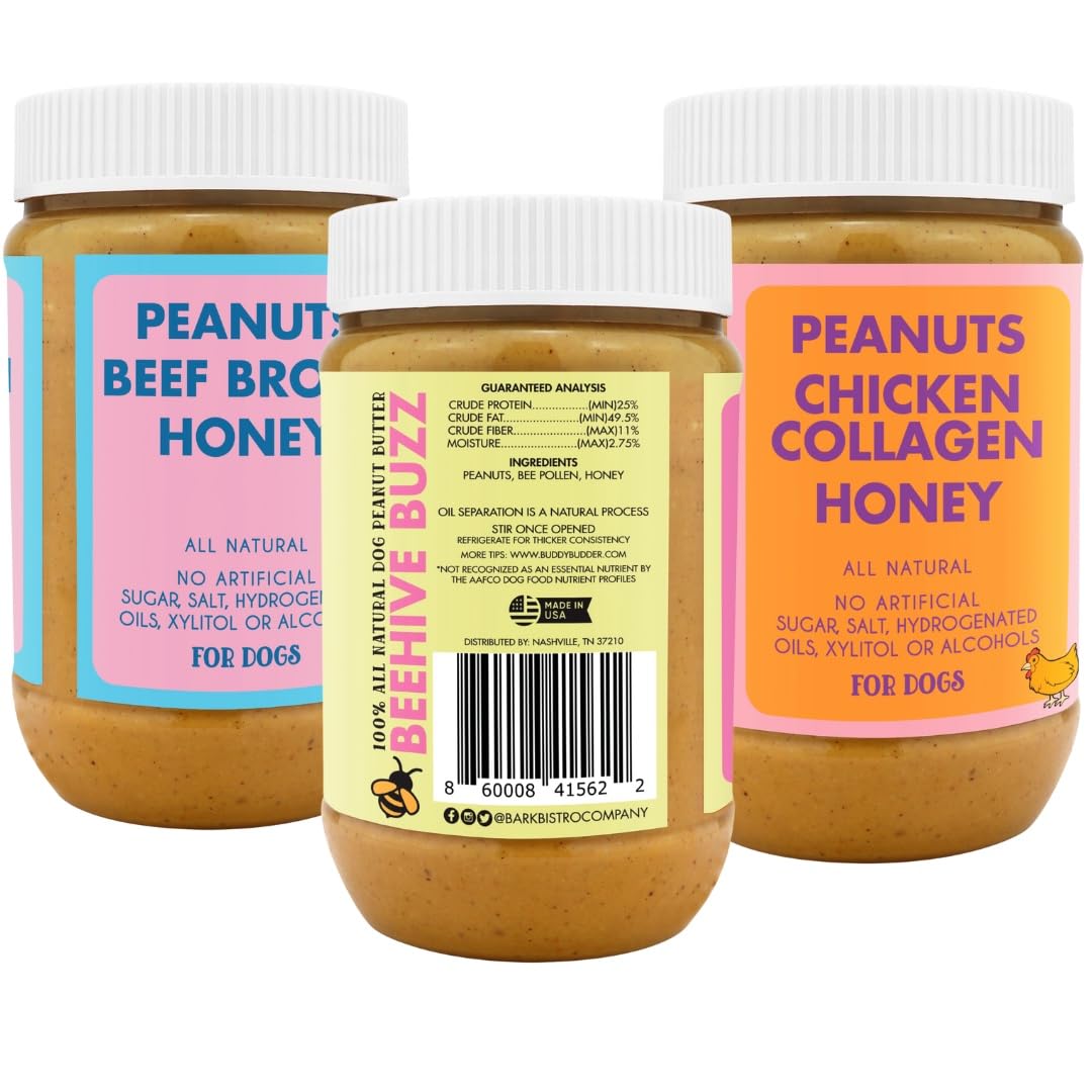 100% Natural Dog Peanut Butter Set of 3 17oz Jars X8457