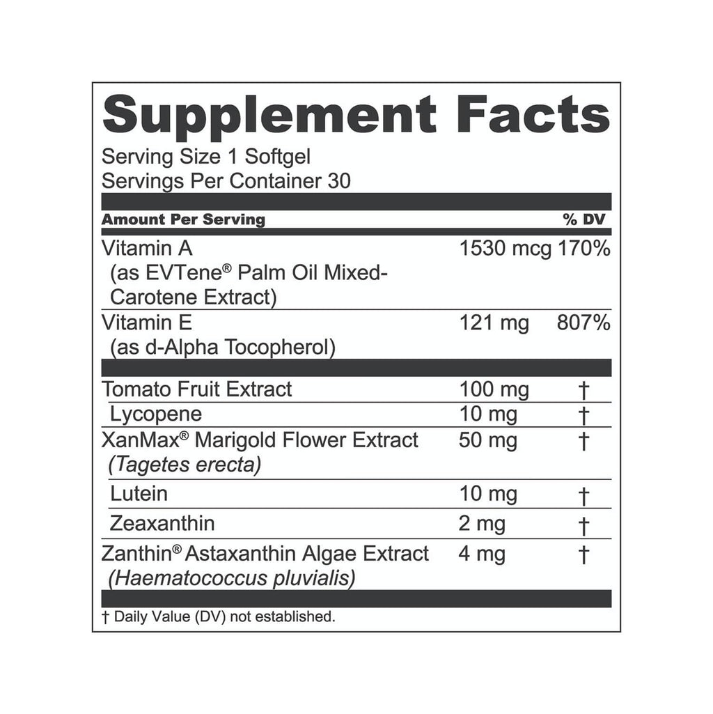 Eye Vitamin Supplement with Lutein & Zeaxanthin 30 Softgels J882