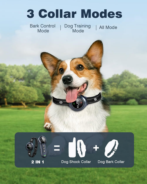 2-in-1 Dog Shock Collar & Dog Bark Collar IP67 Waterproof Y242779