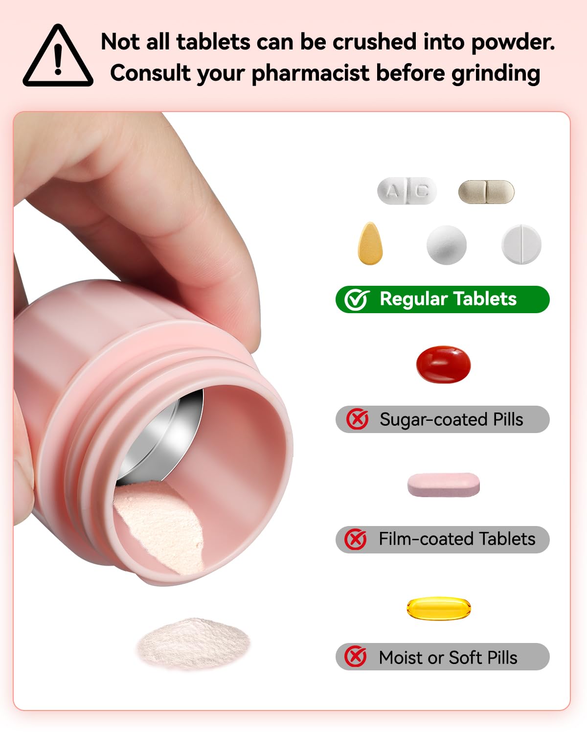 Pink 3-in-1 Pill Crusher Z32245