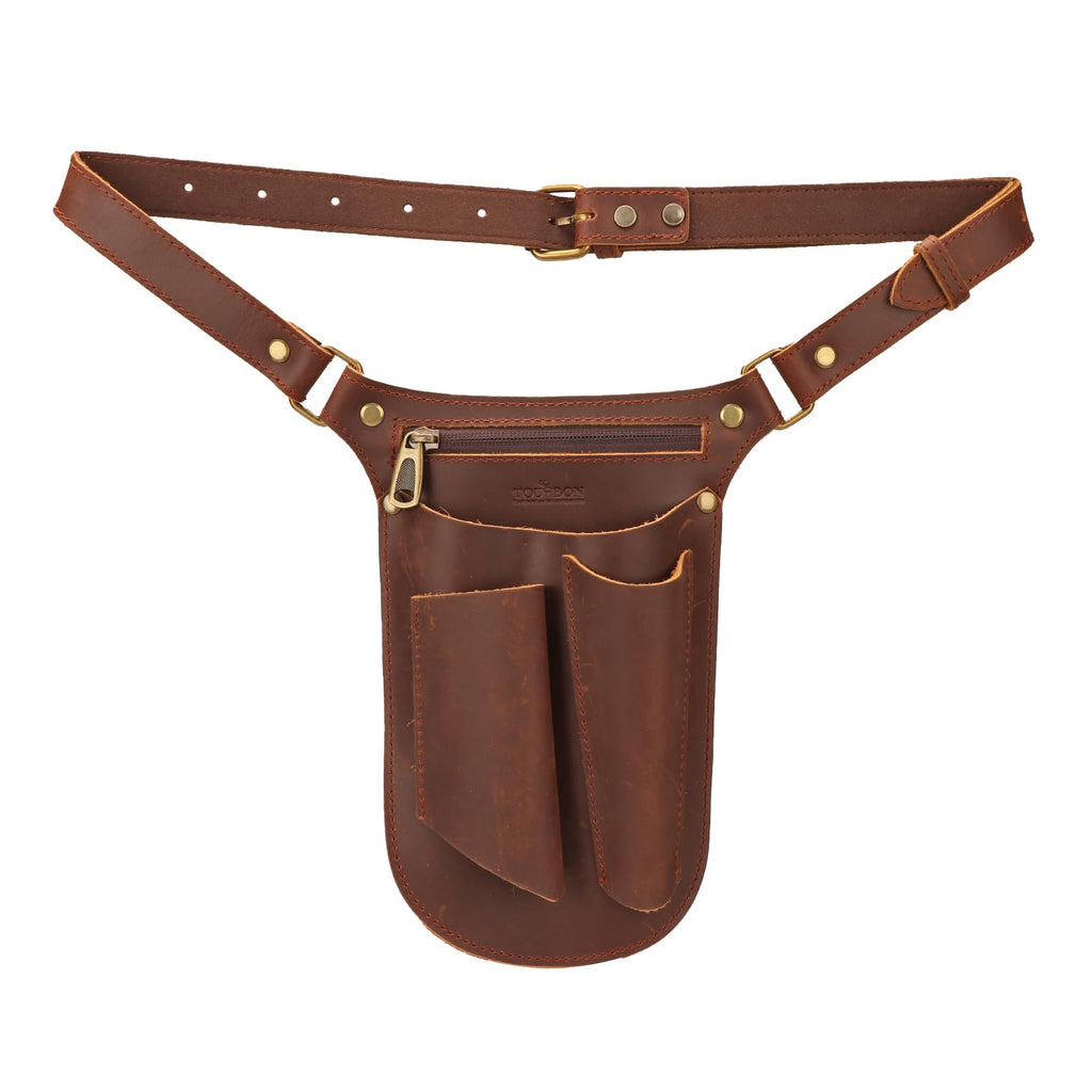 Brown Leather Gardening Tool Belt with 4 Pockets A284548