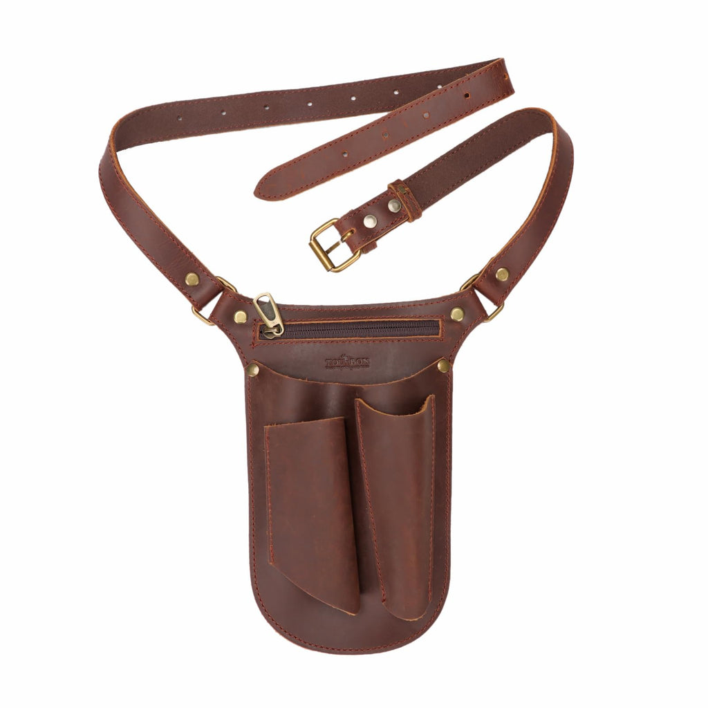 Brown Leather Gardening Tool Belt with 4 Pockets A284548