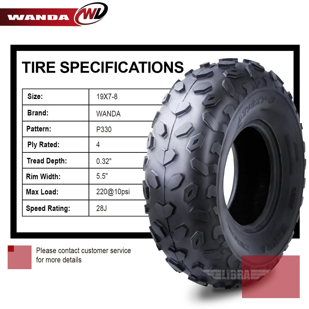 2 ATV Tires 19x7-8 T884