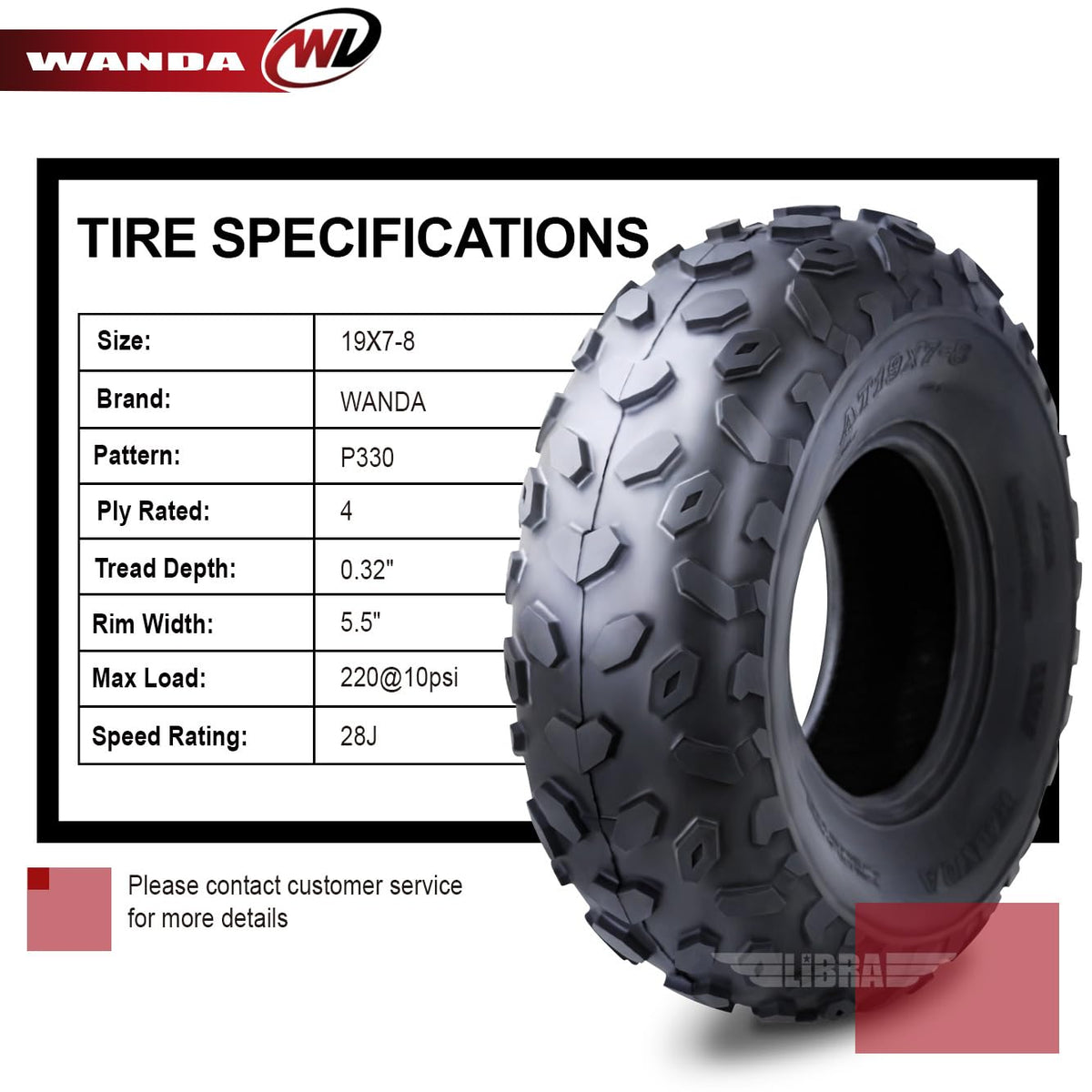 2 ATV Tires 19x7-8 T884