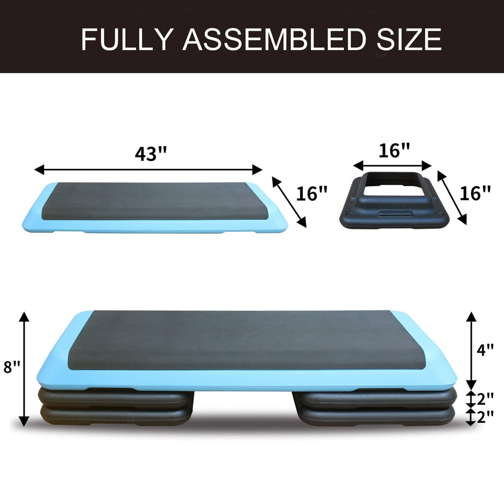 43'' Height-Adjustable Aerobic Stepper with 4 Detachable Risers G48833