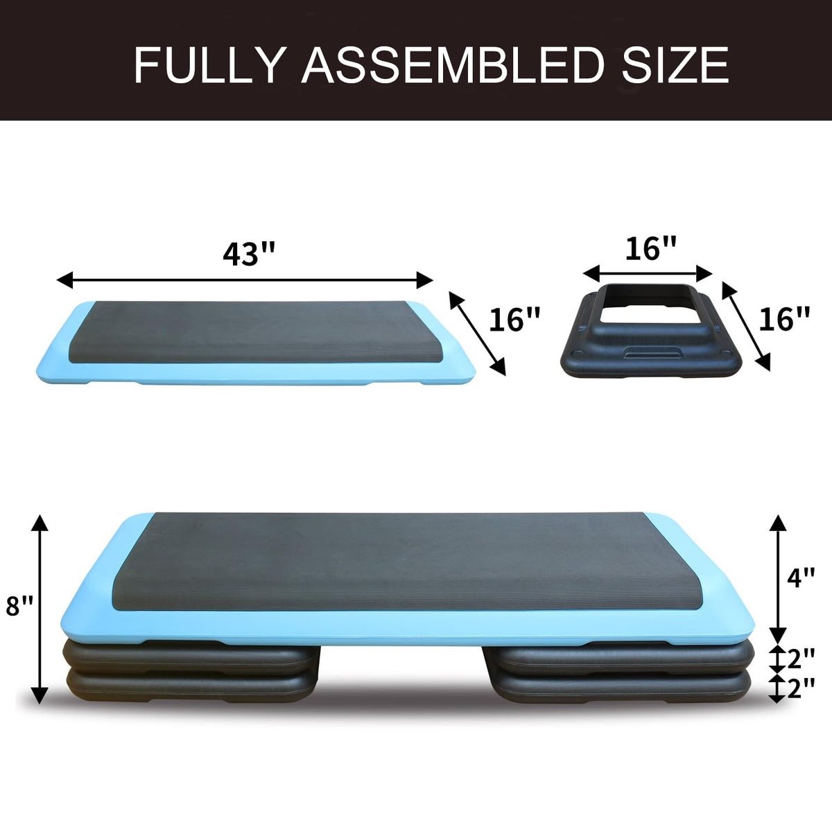 43'' Height-Adjustable Aerobic Stepper with 4 Detachable Risers G48833