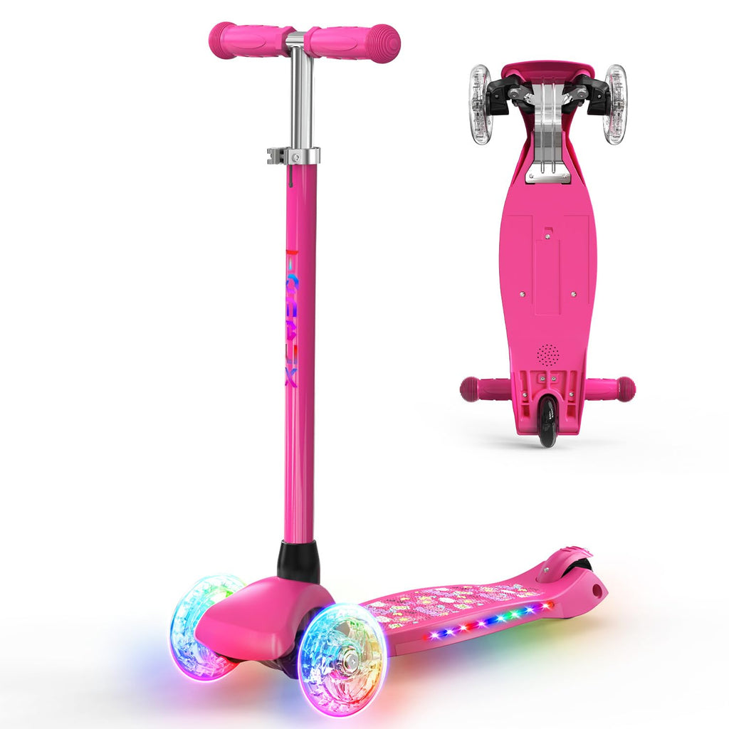 3-Wheel Kids Scooter with Light-Up Deck and Wheels D7172