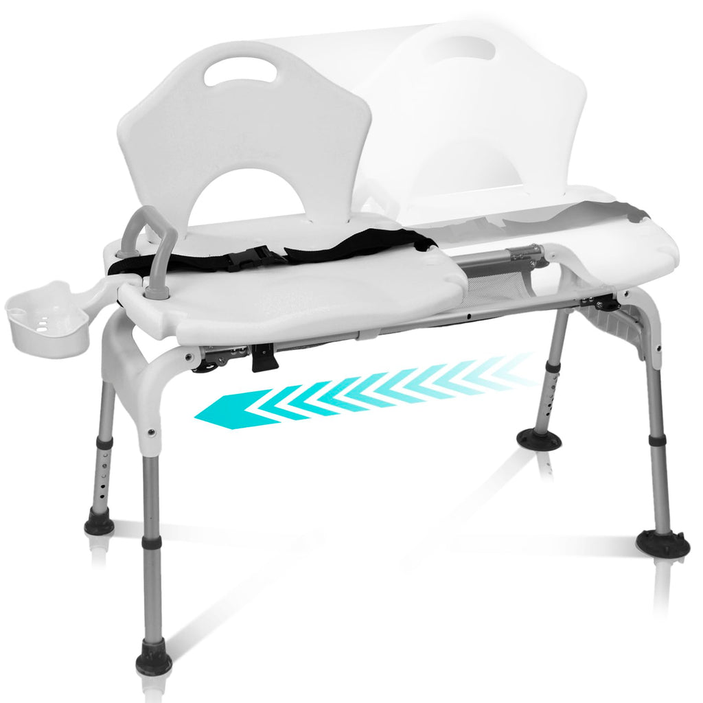 Sliding Shower Chair with Soap Tray and Safety Belt W8459