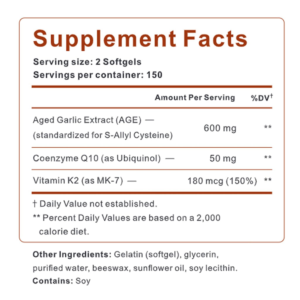 Organic Garlic Extract with CoQ10 Ubiquinol 300 Softgels F5767
