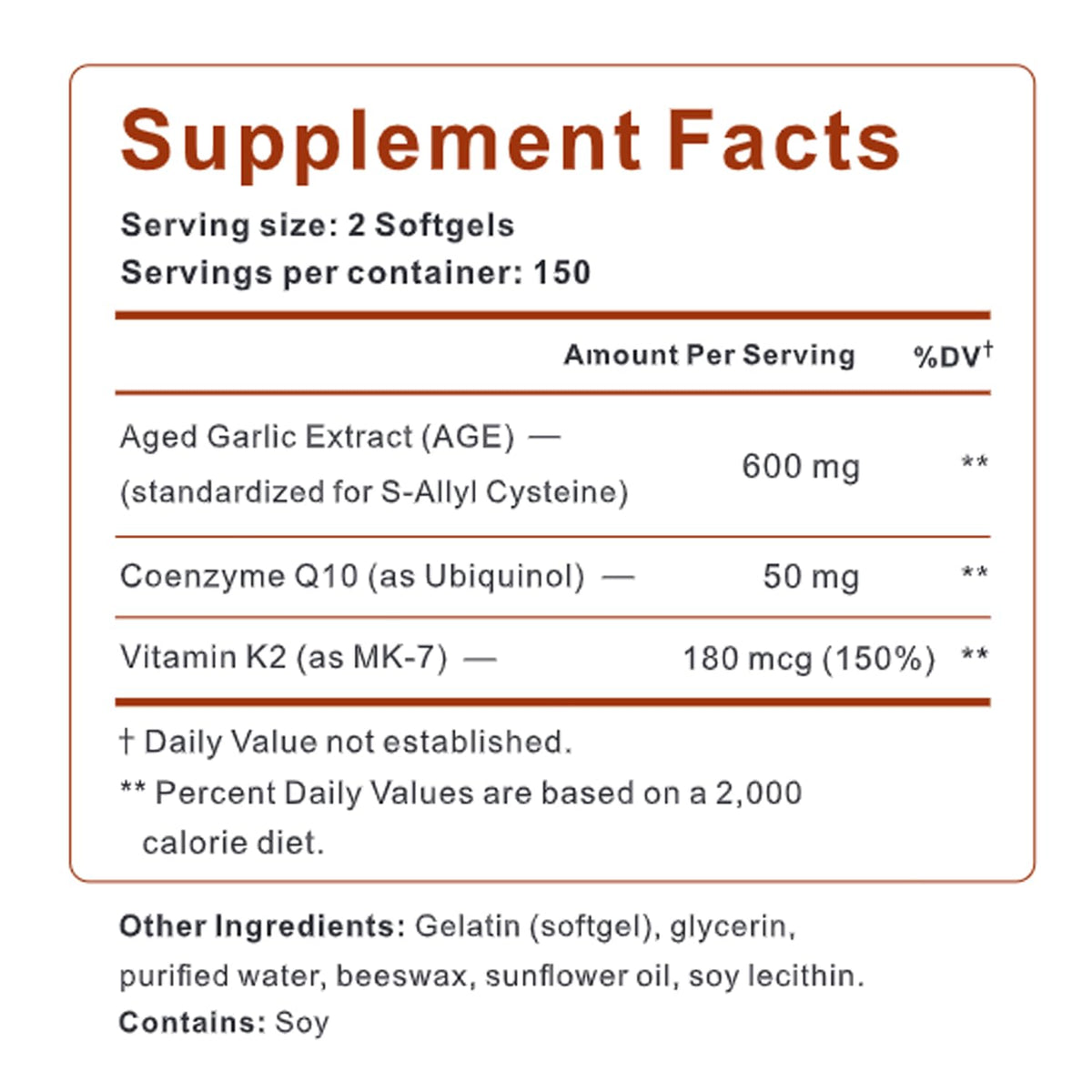 Organic Garlic Extract with CoQ10 Ubiquinol 300 Softgels F5767