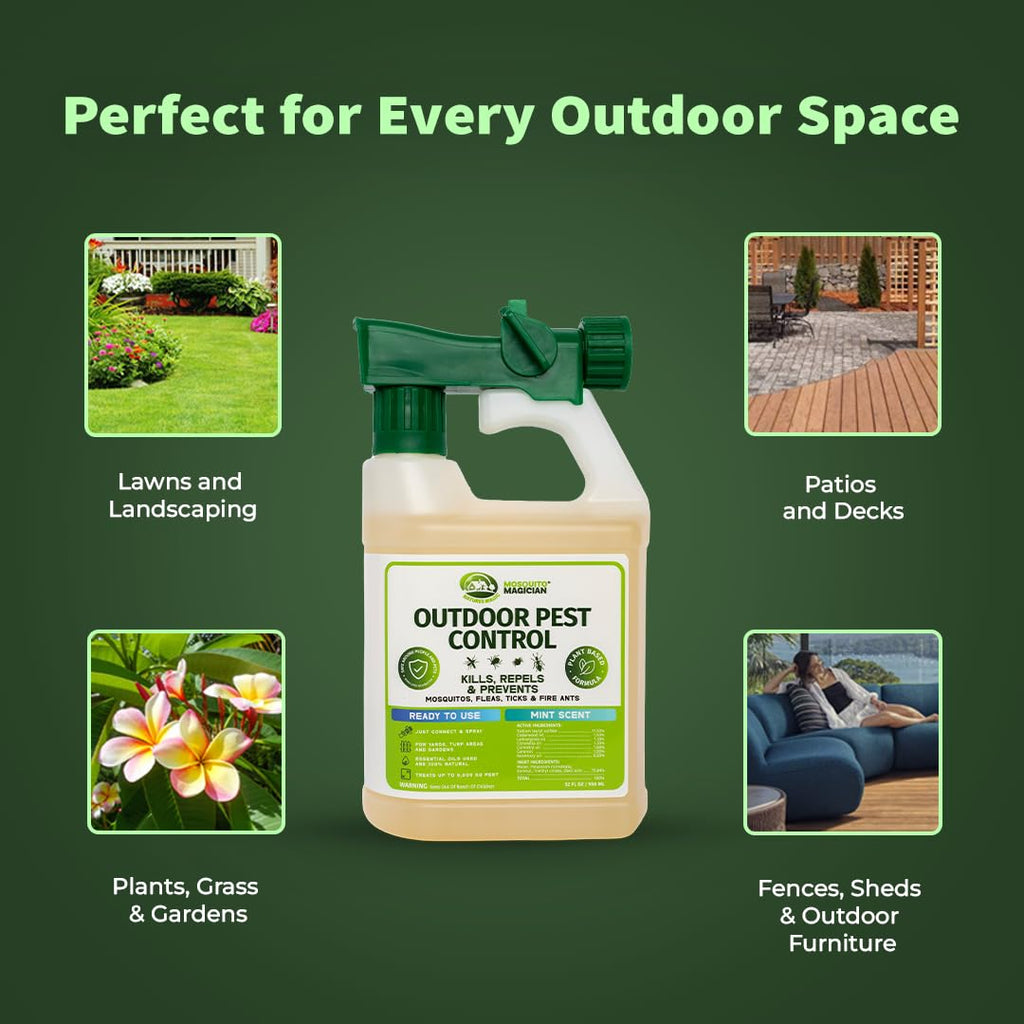 Outdoor Pest Spray with Hose End Sprayer 32 OZ Mint T2617
