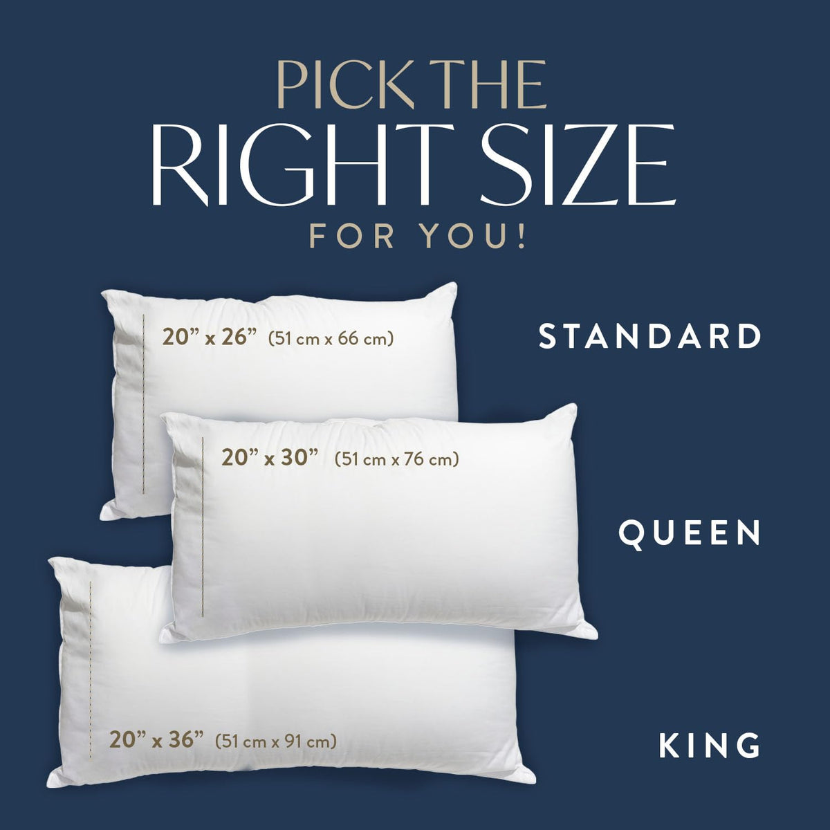 100% Cotton King Size Bed Pillows Set of 2 K334
