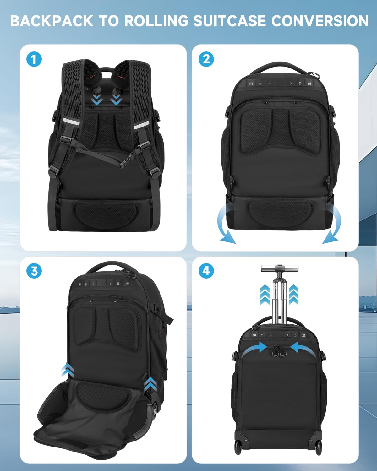 2-in-1 Detachable Backpack with Wheels Q9999