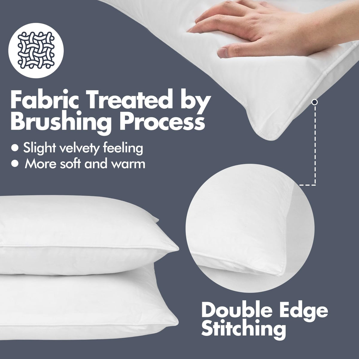 Soft Fluffy Queen Size Bed Pillows Set of 2 Cotton Cover E9572